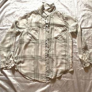 Lucky Brand -Button side ,white plaid shirt .size small